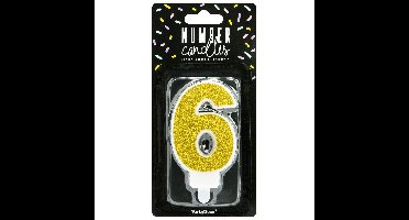PartyDeco cijferkaars - glitter goud - 6