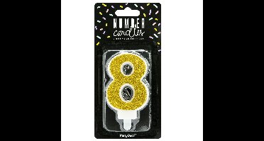PartyDeco cijferkaars - glitter goud - 8