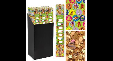 Cadeaupapier - 3 stuks + etiketten - Sinterklaas