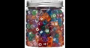 Kralenmix - letters - vierkant transparant