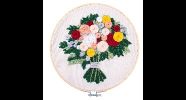 Borduurpakket - 21 cm - veldboeket