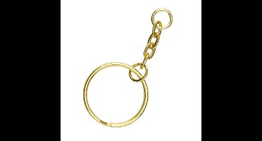 Sleutelring met ketting - 20 mm - 5 stuks - goudkleurig