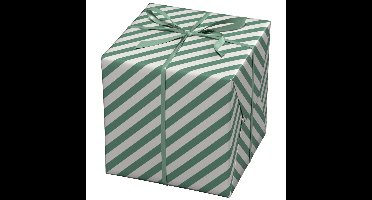 Cadeaupapier - 10 meter - wit/groen strepen