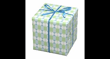 Cadeaupapier - 10 meter - blauw/groen retro