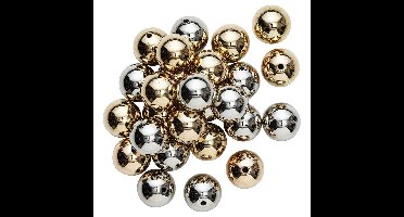 Mega metallic kralen - 30 stuks - goud- en zilverkleurig