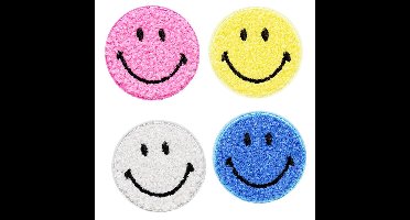 Iron-on plaatjes - 4 stuks - smiley