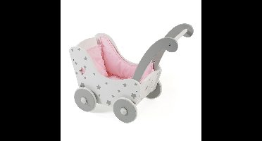 Houten poppenwagen Grey Stars