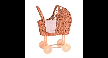 Rieten poppenwagen met rieten kap - Emma Les Petits