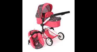 Combi-poppenwagen Linus Plus - Vlinders Koraal