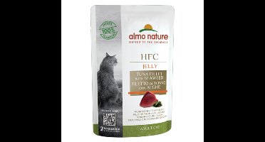 48x Almo Nature HFC Jelly Kattenvoer Nat Blikje Tonijnfilet&Algen 55 gr