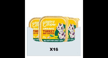 16x Edgard&Cooper Kattenvoer Adult Pate Biologische Kalkoen 85 gr