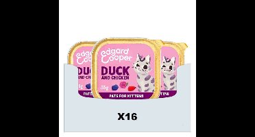 16x Edgard&Cooper Kattenvoer Kitten Pate Eend - Kip 85 gr