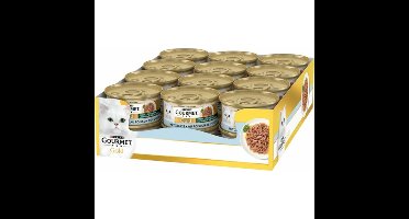 24x Gourmet Gold Kattenvoer Nat Blik Malse Lekkernijen Zeevis 85 gr