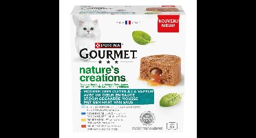 6x Gourmet Kattenvoer Nat Nature's Creations Mousse met Saus Zeevis 8 x 85 gr