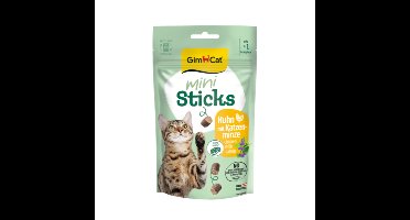 12x GimCat Mini Sticks Kattensnack Kip&Kattenkruid 50 gr