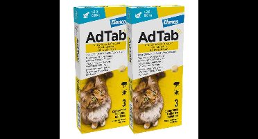 2x AdTab Anti Vlo en Teek Kauwtabletten Kat>2,0-8,0 kg 3 tabletten