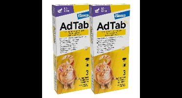 2x AdTab Anti Vlo en Teek Kauwtabletten Kat 0,5-2,0 kg 3 tabletten
