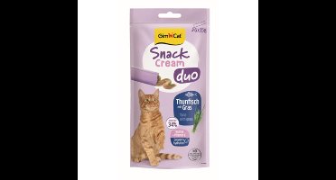 8x GimCat Kattensnack Cream Duo Tonijn&Gras 6 x 15 gr