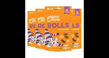 4x Edgard&Cooper Adult Rolls Kattensnack Kip&Kalkoen 45 gr