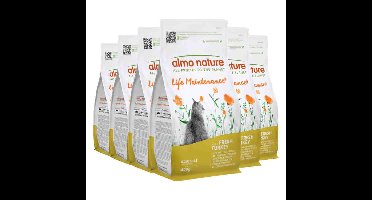 6x Almo Nature Kattenvoer Droog Life Maintenance Kalkoen&Rijst 400 gr