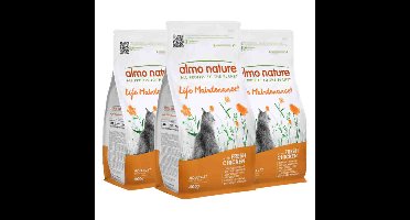 3x Almo Nature Kattenvoer Droog Life Maintenance Kip&Rijst 400 gr