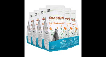 6x Almo Nature Kattenvoer Droog Life Maintenance Vette Vis 400 gr