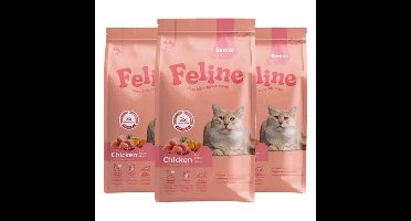 3x HobbyFirst Feline Kattenvoer Droog Senior 1,5 kg