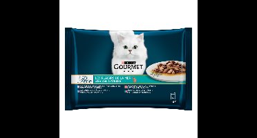 12x Gourmet Perle Kattenvoer Nat Zee Delicatesse in Saus 4 x 85 gr