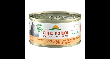 24x Almo Nature HFC Natural Kattenvoer Nat Blikje Tonijn&Garnaal 70 gr