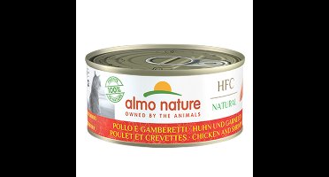 24x Almo Nature HFC Natural Kattenvoer Nat Blikje Kip&Garnaal 70 gr