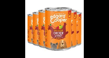 6x Edgard&Cooper Blik Vers Vlees Hondenvoer Kip - Kalkoen 400 gr
