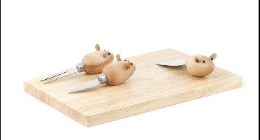 Kikkerland - Cheese Board And 3 Mouse Knives (CHS07)