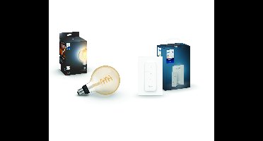 Philips Hue - E27 Filament G125 - White Ambiance&Dimmer Schakelaar - Bundel