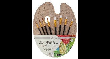 Nassau - Houten palet met 8 penselen