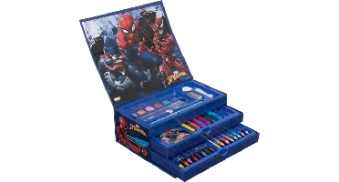 Coloring Case - SPIDERMAN - set 52pcs in paper toolbox with handle