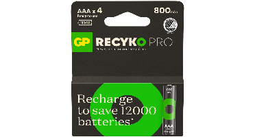 GP - ReCyko Professional NiMH AAA Rechargeable Batteries, 85AAAHCB-2WB4, 4-Pack