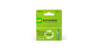 GP - Recharge Rechargeable Battery, Size AAA, 650 mAh, 4-pack