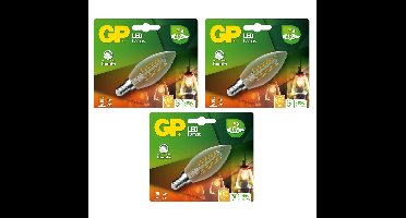 GP - LED Lamp Filament Mini Candle, E14, DIM, 5W (40W), 470lm I Bundle (3 Pcs)