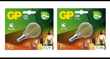 GP LED Lamp Filament Mini Globe, E14, DIM, 5W (40W), 470lm I Bundle (2 Pcs)