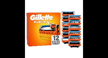 Gillette - Fusion5 scheermesjes voor mannen - Oranje/Zwart - 12 stuks
