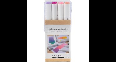 Creativ - Tekenstift, Lijndikte 1+8 mm, Pastelkleuren, 12 stuk - ()