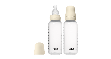 BIBS - Baby Bottle Round Silicone 2 Pack Medium Flow - Ivory - 270 ml