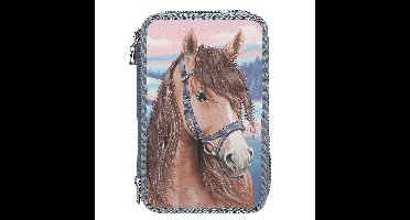 Miss Melody - Triple Pencil Case with 3D Effect - smoky blue