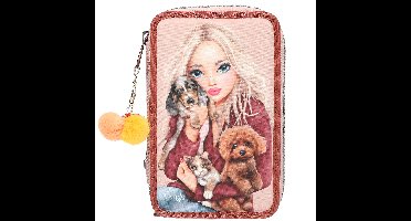 TOPModel - Triple Pencil Case FUR EVER FRIENDS - Powdery Pink and Copper