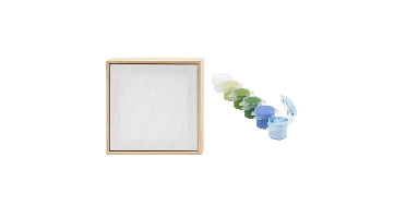 Stretched Canvas with Frame - size 15,8x15,8 cm + Color Craft Paint - blue/green harmony (Bundle)