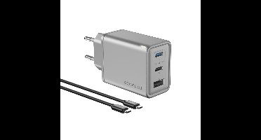EcoFlow Rapid 65W 3-Poorts GaN Oplader incl. 100W USB-C Kabel (1m)– Snel&Efficiënt Opladen