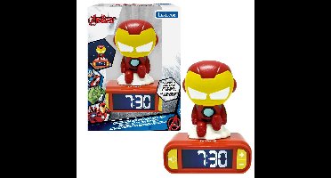 Lexibook - Iron Man Night Light Alarm Clock with Sounds - Red