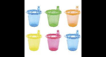 Nuby - 6P Cup Set With Free Flow Spout - Brightly Colored - 210ml + 9 m