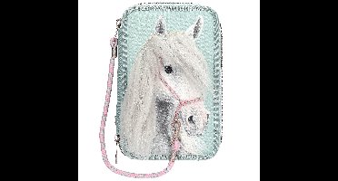 Miss Melody - Triple Pencil Case With Horse Head Application - Sage Green