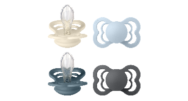 BIBS - Pacifier Supreme - Ivory/Baby Blue/Petrol/Iron - Size 2